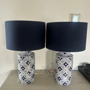 Elegant Blue and White Table Lamp Set